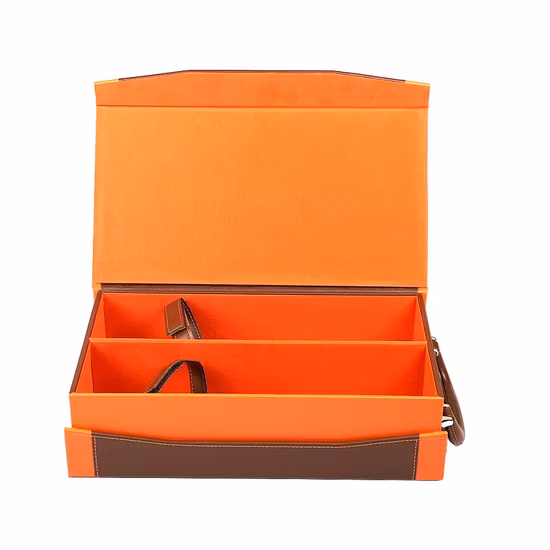 Wholesale 2 Bottles Luxury Leather Wine Box Packaging with Accessories