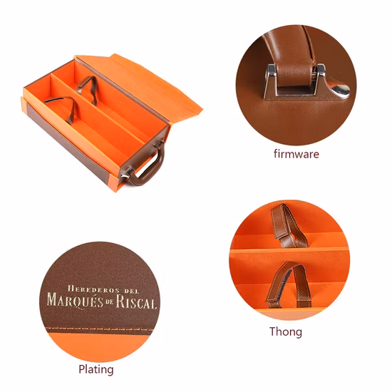Wholesale 2 Bottles Luxury Leather Wine Box Packaging with Accessories