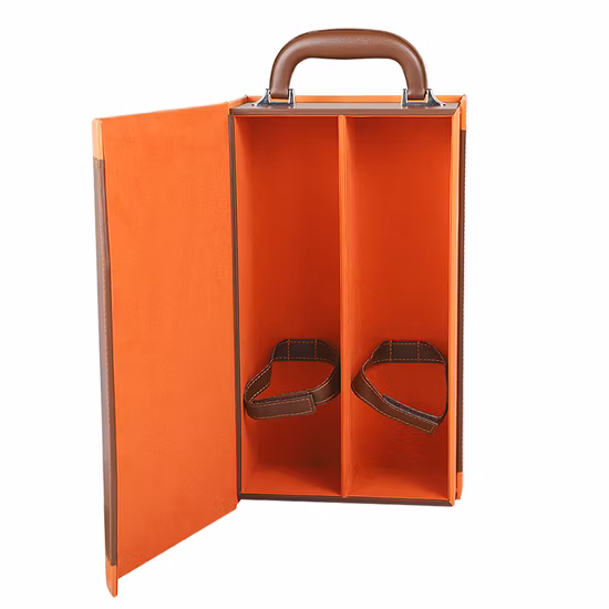 Wholesale 2 Bottles Luxury Leather Wine Box Packaging with Accessories